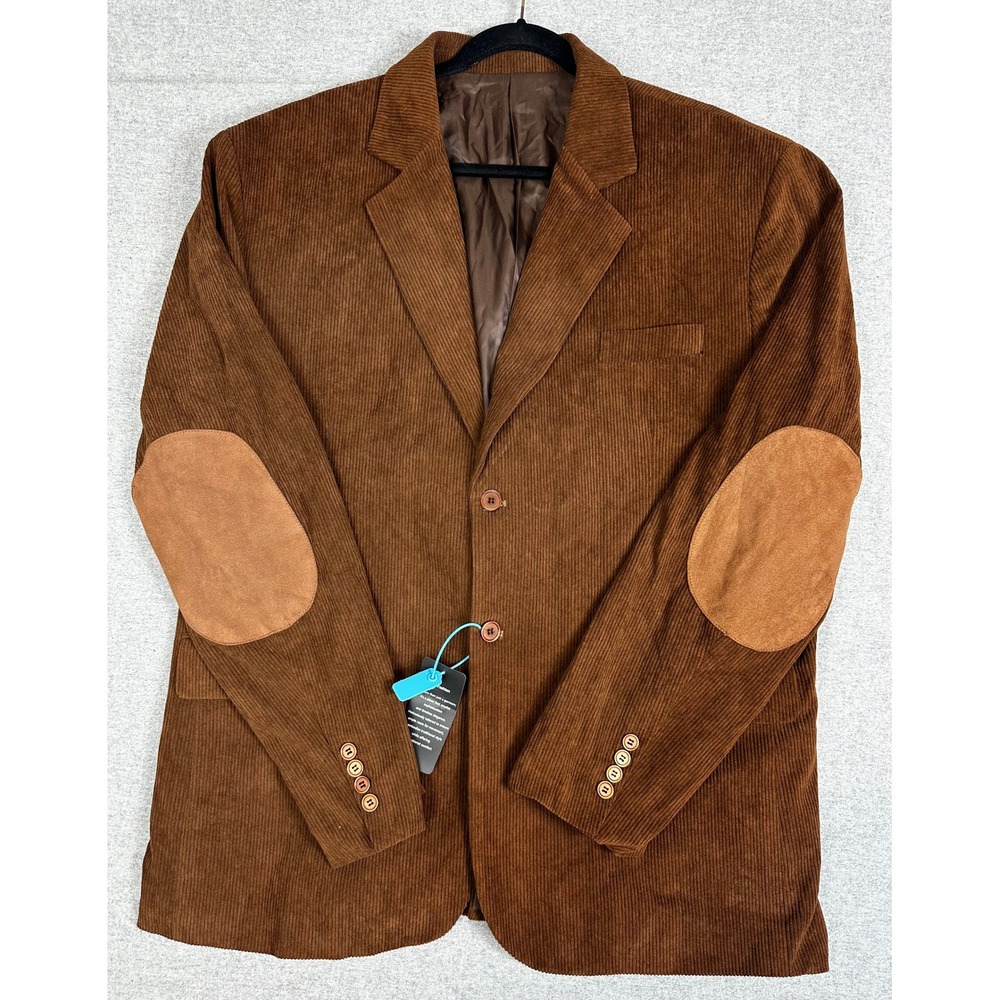 Unbranded Corduroy Blazer Mens 4XL Brown Elbow Patches Sport Coat Academia NEW